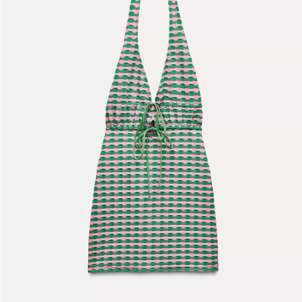 Green and Pink Halter Top